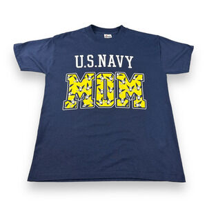 Vintage US Navy Mom Shirt Adult MEDIUM Blue 90s Military Armed Forces Mother